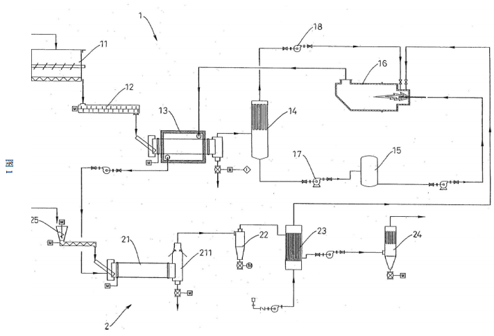 油泥裂解与污染土壤热脱附合并处理系统的示意图