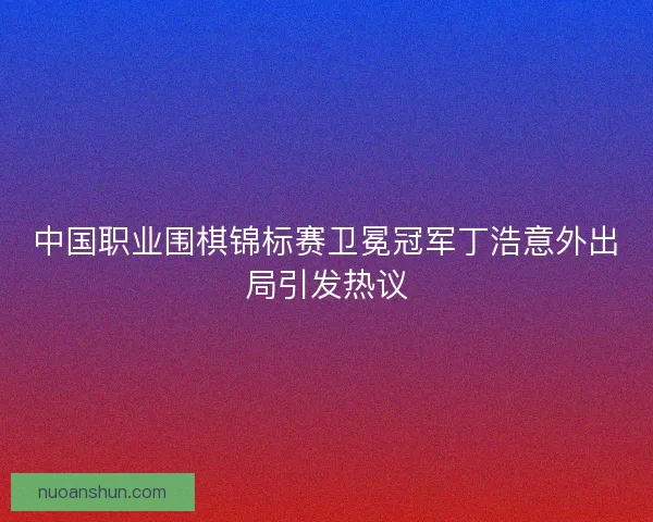中国职业围棋锦标赛卫冕冠军丁浩意外出局引发热议