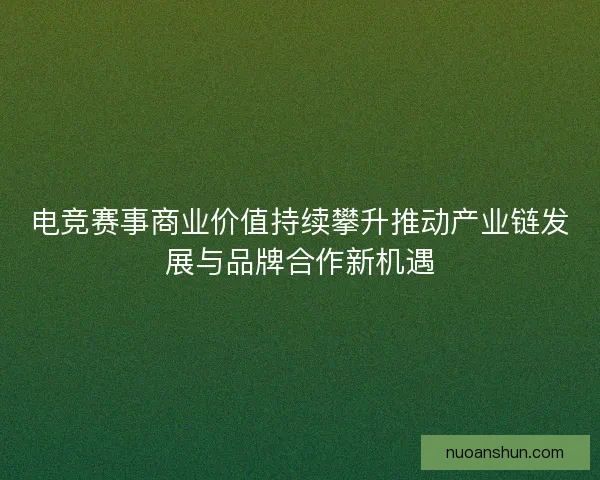 电竞赛事商业价值持续攀升推动产业链发展与品牌合作新机遇